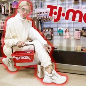 TJ Maxx ad with red shopping basket.