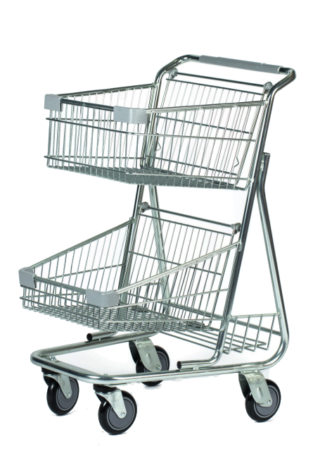 A double steel basket cart.