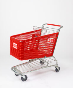 Red shopping cart.