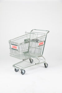 Metal shopping cart.