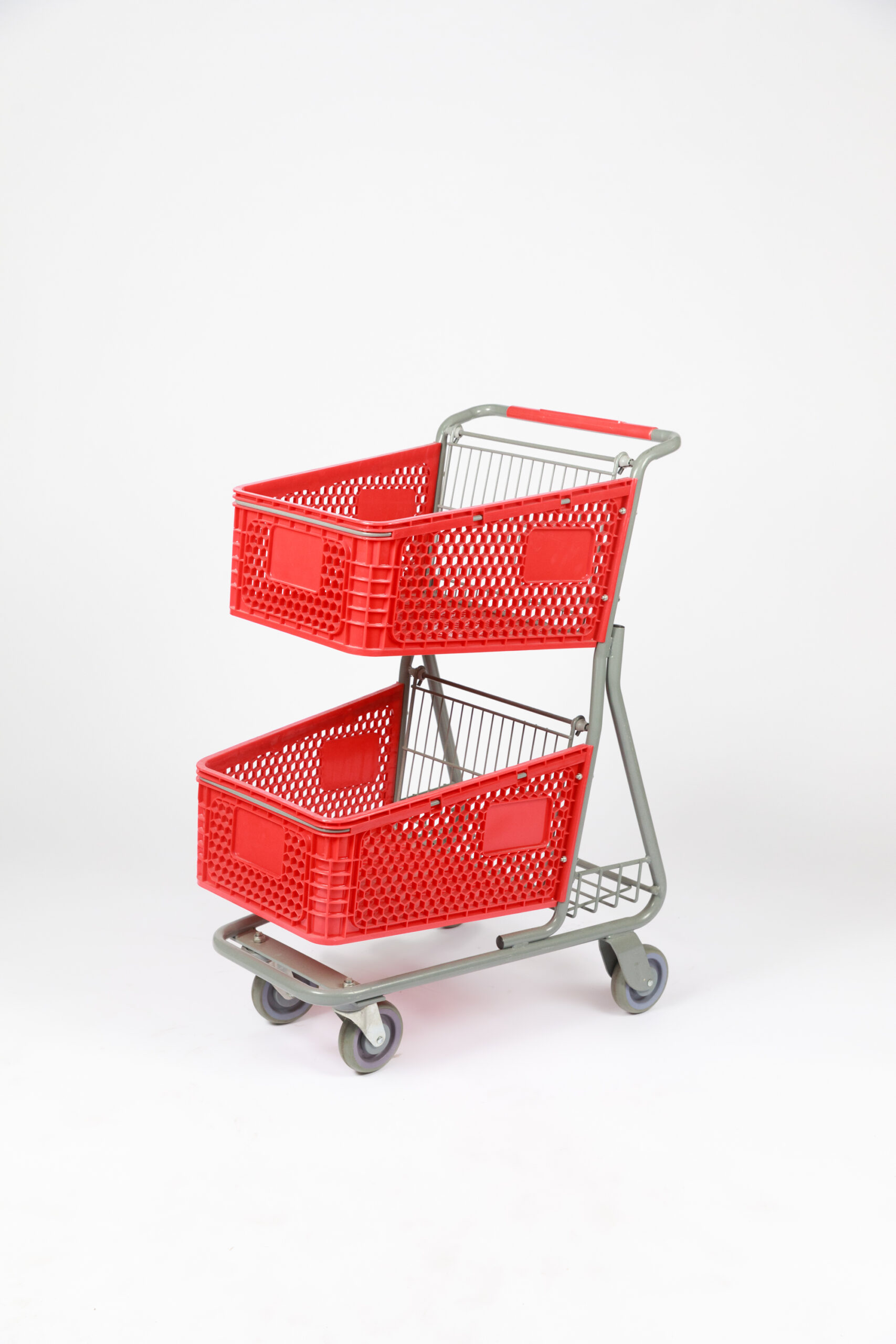 Red stack shopping cart.