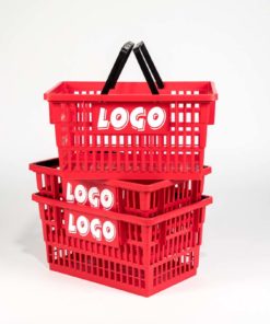 Big red plastick basket with customizable logo