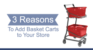 Logo saying "3 Reasons To Add Basket Carts to Your Store."