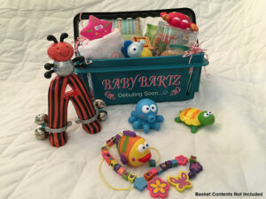 Baby announcement on a basket