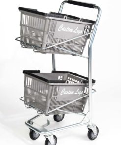 Standard double plastic basket iron cart