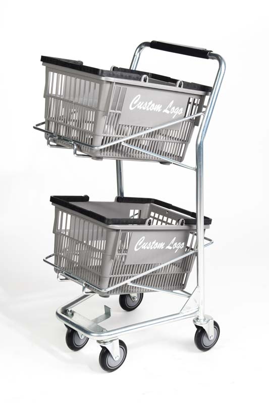 Standard double plastic basket iron cart